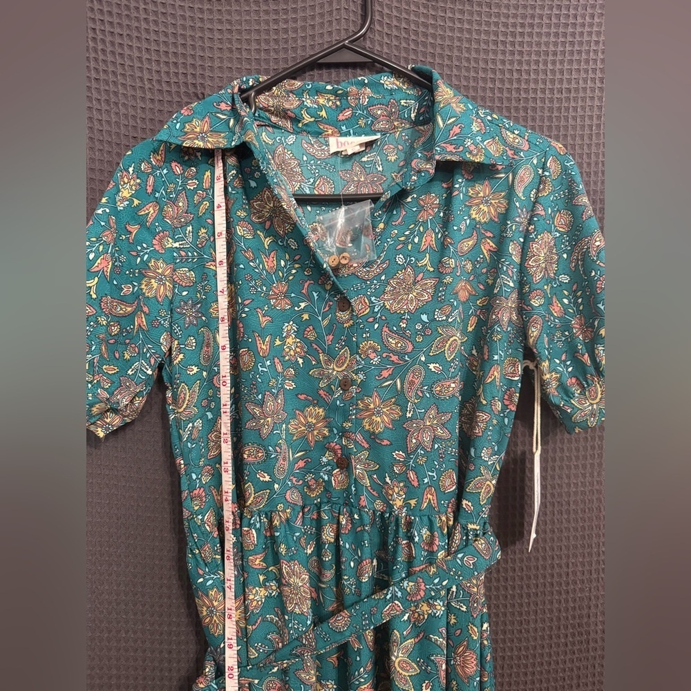 NWT Boemo Floral Maxi Dress Boho Prairie Style Womens S Belted Collared - Picture 5 of 10
